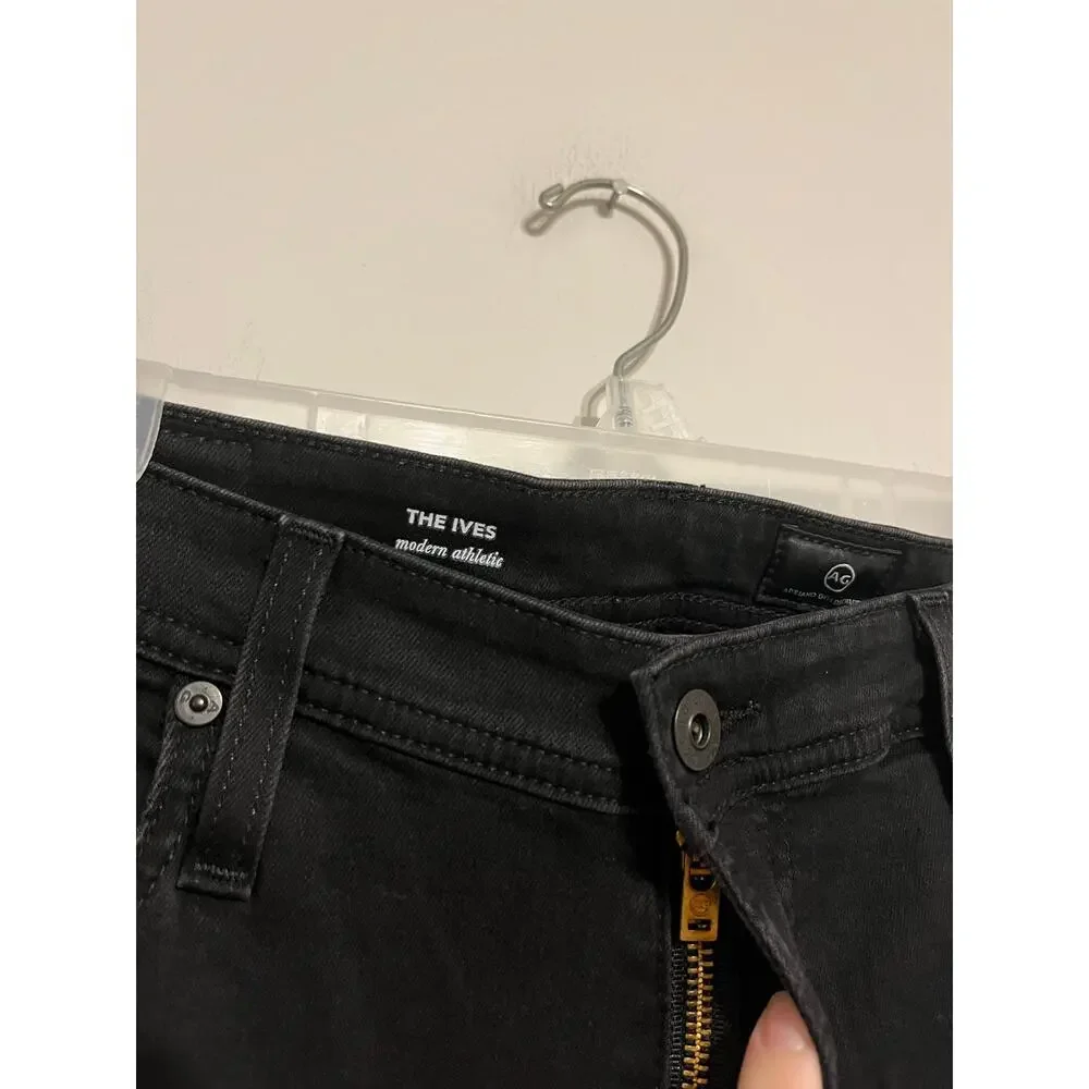 AG Adriano Goldschmied The Ives Modern Athletic Fit Black Denim Size 32x34
